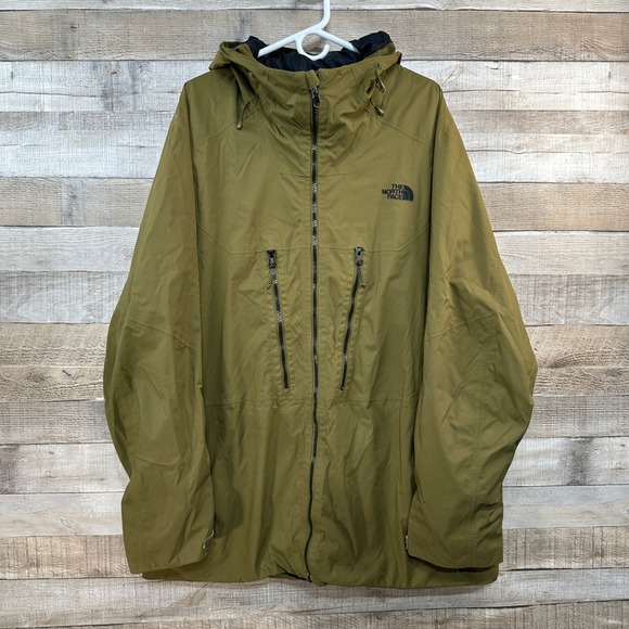 The North Face Mens XXL Olive Green Hooded Full Zip Shell Jacket Outdoor Coat